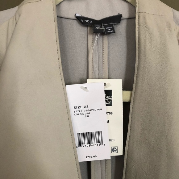 Vince Leather Vest in Sierra Silver - Picture 8 of 9